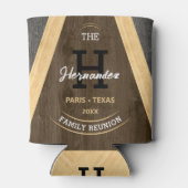 Rustikales Holzkorn Mit Monogramm Wiedersehen Brow Dosenkühler (Rückseite)