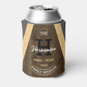 Rustikales Holzkorn Mit Monogramm Wiedersehen Brow Dosenkühler (Kanne Rückseite)