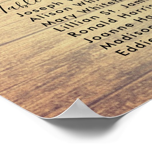 Rustikales Holzkörnchen für Hochzeitssitze Poster (Ecke)