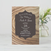 Rustikales Holzkörnchen Minimal Elegante Hochzeit Einladung (Stehend Vorderseite)