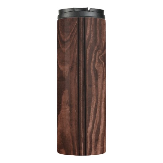 Rustikales Holzkörnchen Mit Monogramm Camping Thermosbecher (Rückseite)