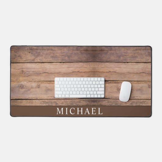 Rustikales Holzkörnchen Personalisiert Schreibtischunterlage (Tastatur & Maus)