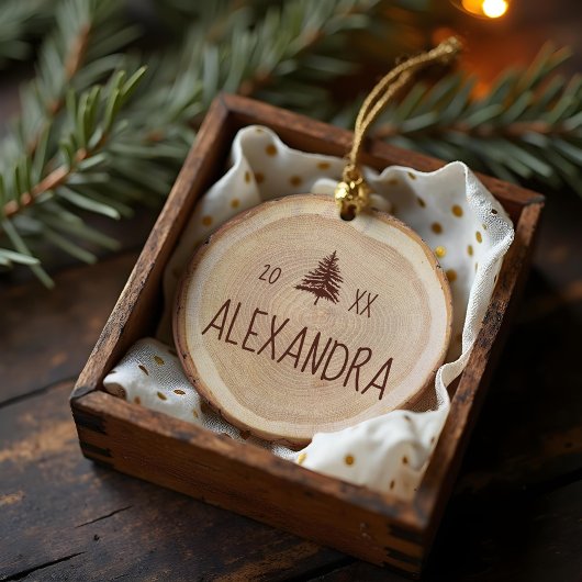 Rustikales Holzkörnchen - Slice - Personalisierter Keramik Ornament