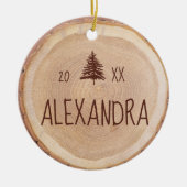 Rustikales Holzkörnchen - Slice - Personalisierter Keramik Ornament (Vorne)