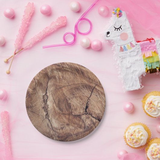 Rustikales Holzkörndesign Pappteller (Party)