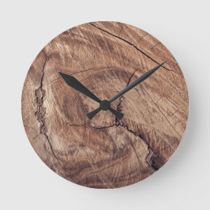 Rustikales Holzkörndesign Runde Wanduhr
