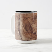 Rustikales Holzkörndesign Zweifarbige Tasse (Vorderseite Links)