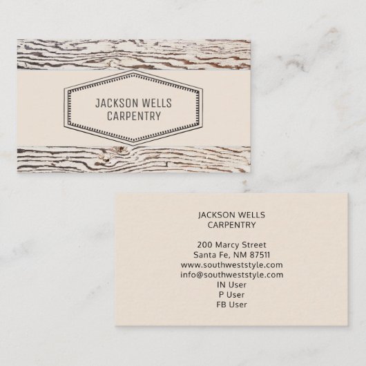 Rustikales Holzkornkarpenter Visitenkarte (Vorne/Hinten)