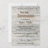 Rustikales Holzkreuz Erstes Kommunion-Foto Einladu Einladung (Rückseite)