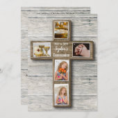 Rustikales Holzkreuz Erstes Kommunion-Foto Einladu Einladung (Vorne/Hinten)