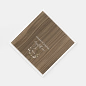 Rustikales Holzleaf-Wreath-Monogramm-Hochzeit Serviette (Ecke)