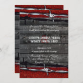 Rustikales Holzleder mit Stacheldraht Einladung (Vorne/Hinten)