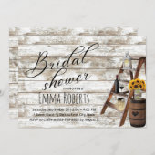 Rustikales Holzleiter Sonnenblumen Jar Brautparty Einladung (Vorne/Hinten)