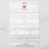 Rustikales Holzmason Glas Land Hochzeitskunde Briefpapier (Vorderseite)