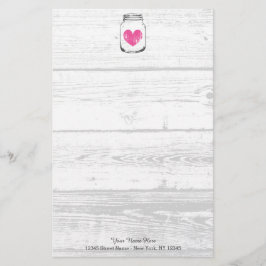 Rustikales Holzmason Glas Land Hochzeitskunde Briefpapier