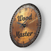 Rustikales Holzmeister-Sägeblatt Große Wanduhr (Winkel)