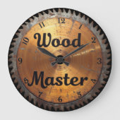 Rustikales Holzmeister-Sägeblatt Große Wanduhr (Vorderseite)