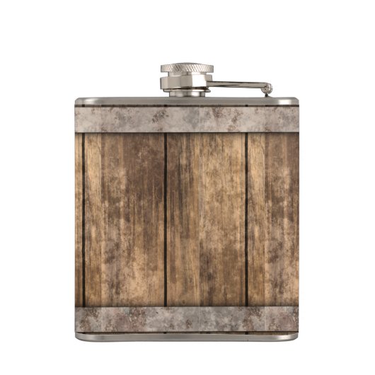 Rustikales Holzmetall-Band-Navy-Quatrefolien 3 Mon Flachmann (Rückseite)