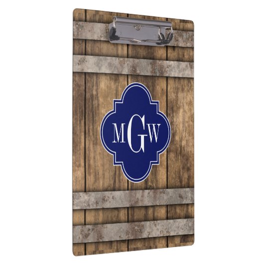 Rustikales Holzmetall-Band-Navy-Quatrefolien 3 Mon Klemmbrett (Rechts)