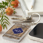 Rustikales Holzmetall-Band-Navy-Quatrefolien 3 Mon Schlüsselanhänger (Vorderseite rechts)