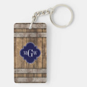 Rustikales Holzmetall-Band-Navy-Quatrefolien 3 Mon Schlüsselanhänger (Rückseite)