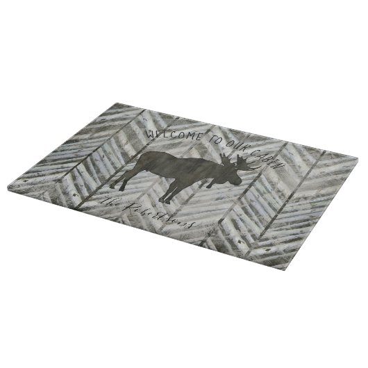 Rustikales Holzmoose Willkommen in unserer Hütte L Schneidebrett (Ecke)