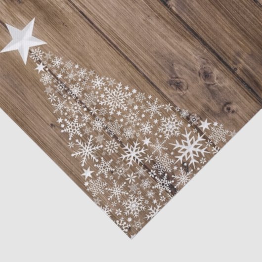 Rustikales Holzmuster Frohe Weihnachtsschneeflocke Seidenpapier (Ausschnitt)