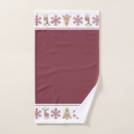 Rustikales Holzmuster Maroon Tan Weihnachten Badhandtuch Set (Handtuch)
