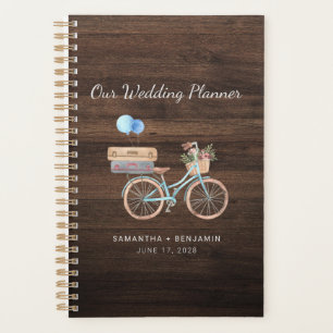 Rustikales Holzmuster Vintages Bike Hochzeit Planer