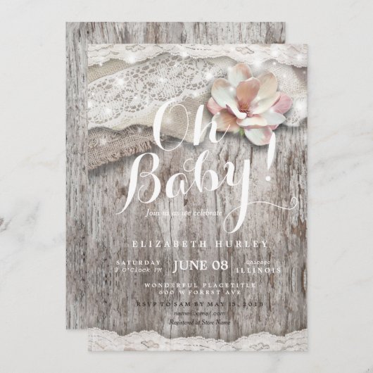 Rustikales Holzofenspulenduschen Einladung (Vorne/Hinten)