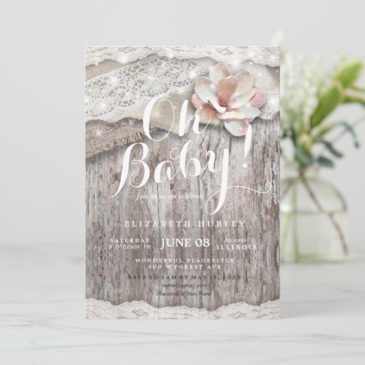 Rustikales Holzofenspulenduschen Einladung (Stehend Vorderseite)