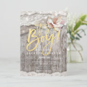 Rustikales Holzofenspulenduschen Einladung (Stehend Vorderseite)