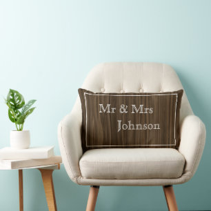 Rustikales Holzpaar-Namen Accent Pillow Lendenkissen