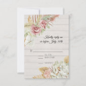 Rustikales Holzpampas Palm Rose Blattfoliage UAWG RSVP Karte (Vorderseite)