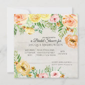 Rustikales Holzpfirsich Orange Rose Blumenkohl Bra Einladung (Vorderseite)