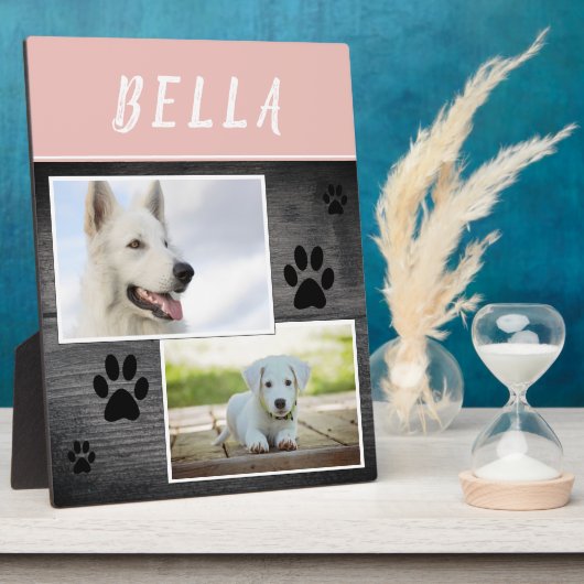 Rustikales Holzpflaster Druck Foto Hund 2 Fotoplatte (Seite)