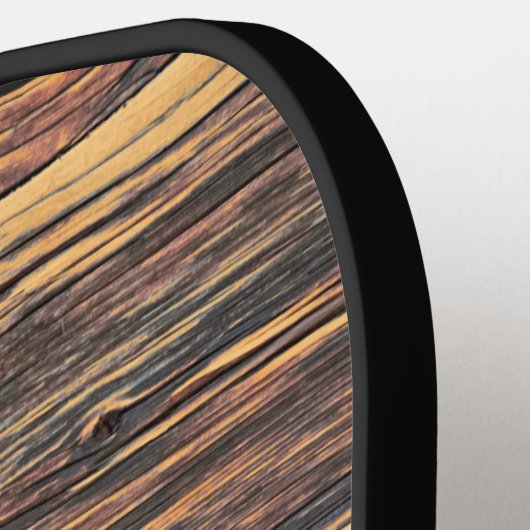 Rustikales Holzpflaster Modernes Monogramm Pickleball Schläger (Linke Seite)