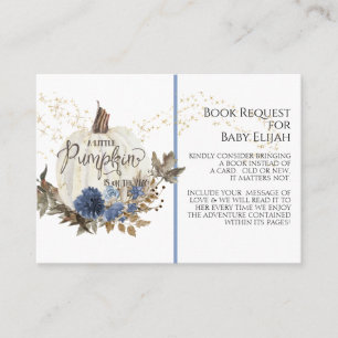 Rustikales Holzpumpen-Navy Blue Floral Book Reques Visitenkarte