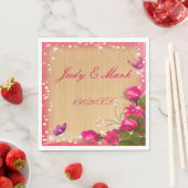 Rustikales Holzrosa Blumenschmetterlingspapier Serviette (Beispiel)