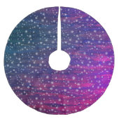 Rustikales Holzrosa Lila Schneeflockenmuster Polyester Weihnachtsbaumdecke (Vorderseite)