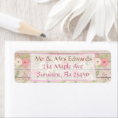 Rustikales Holzrosa und Tan-Blume Adressetiketten (Insitu)