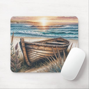 Rustikales Holzrowboat Mousepad