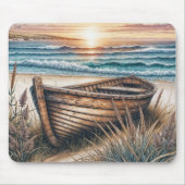 Rustikales Holzrowboat Mousepad (Vorne)