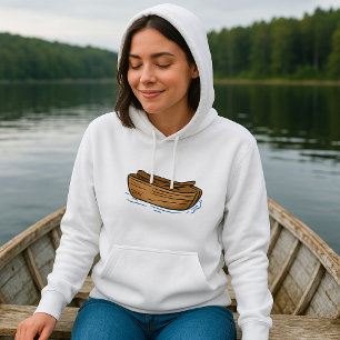 Rustikales Holzruderboot auf Wasser Hoodie