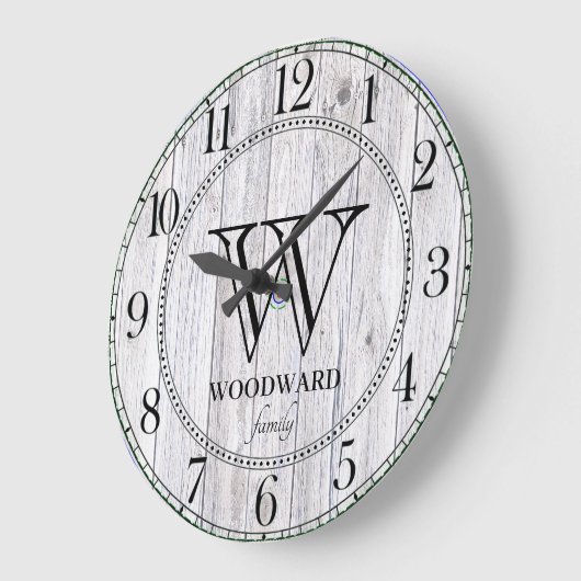 Rustikales Holzschiff Bauernhof Personalisiert Große Wanduhr (Winkel)