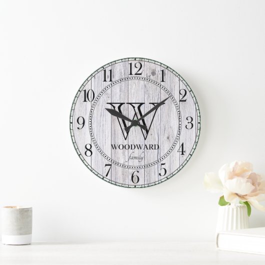 Rustikales Holzschiff Bauernhof Personalisiert Große Wanduhr (Zuhause)