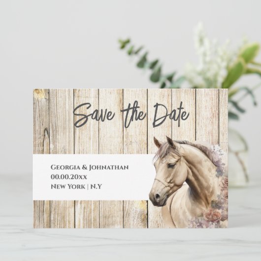 Rustikales Holzschiff Save The Date (Stehend Vorderseite)