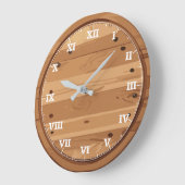 Rustikales Holzschild Große Wanduhr (Winkel)