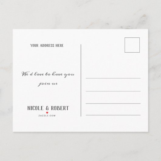 Rustikales Holzschnitt Hochzeit retten Datum Ankündigungspostkarte (Rückseite)