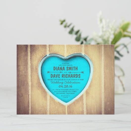 Rustikales Holzschnitzel - Einladung (Stehend Vorderseite)